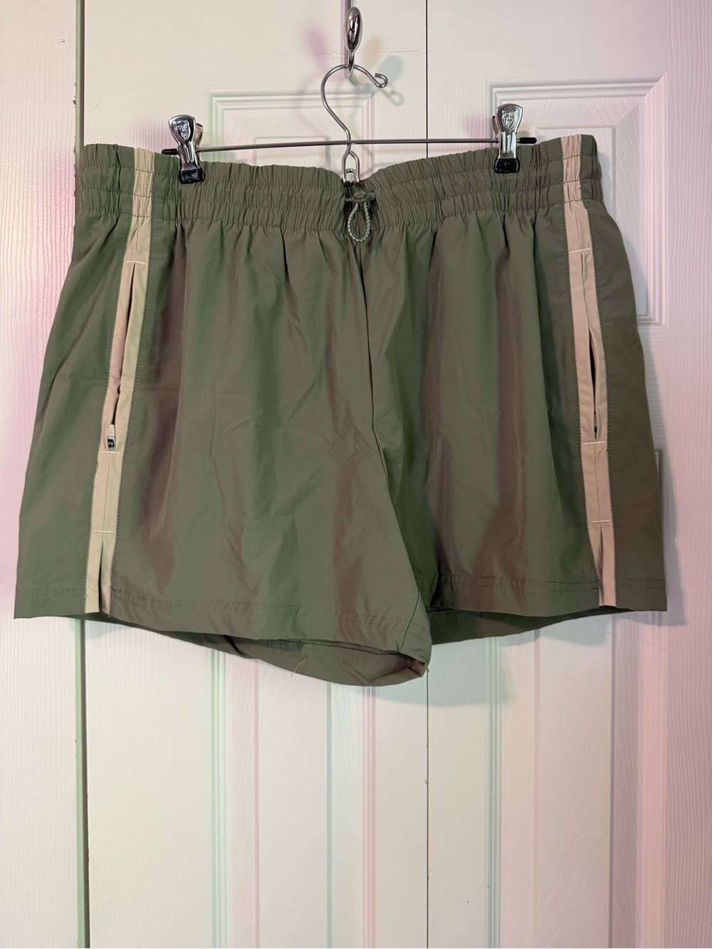 Avalanche Olive Green Athletic Shorts with Tan Side Trim
